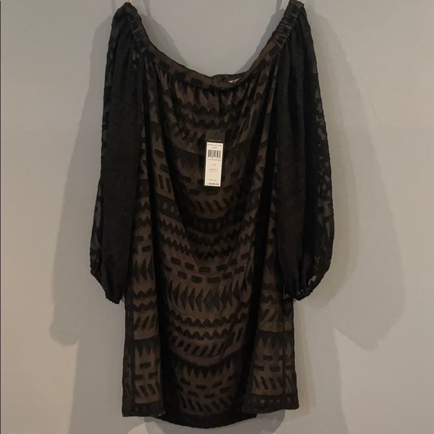 Bcbg Anitra Off The Shoulder Dress, Black/Nude Med